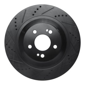 Mercedes-Benz Maybach S560 Brake Rotor (1) - Rear Left - R1 Concepts - Drilled & Slotted - Black - `14-`21